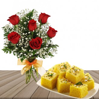 Roses with dhokla Delivery Jaipur, Rajasthan